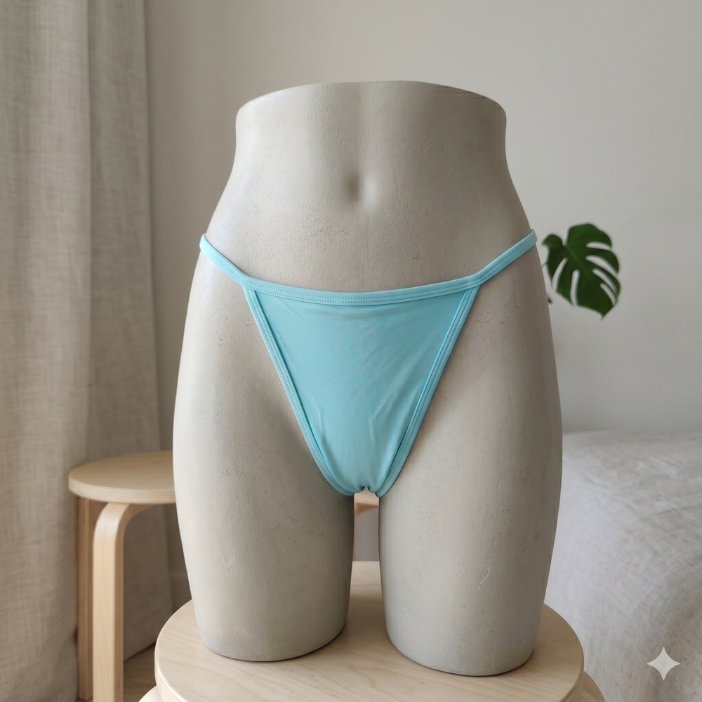 Basic Swim Club Bikini Bottoms Womens Medium Blue High Cut Minimalist Summer